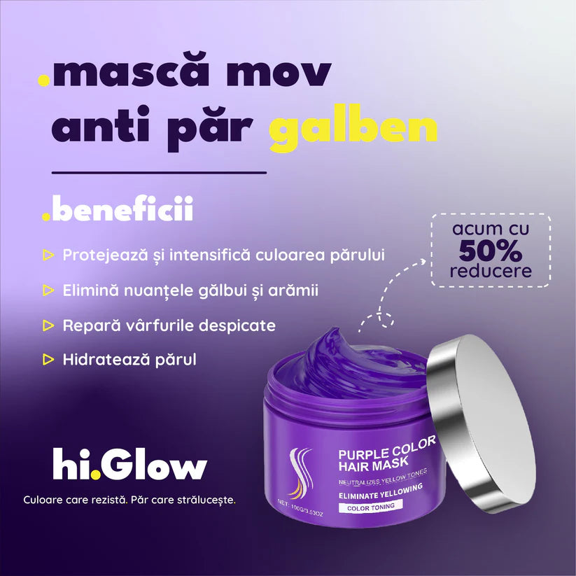 Mască de păr pentru eliminarea tonurilor galbene și portocalii.